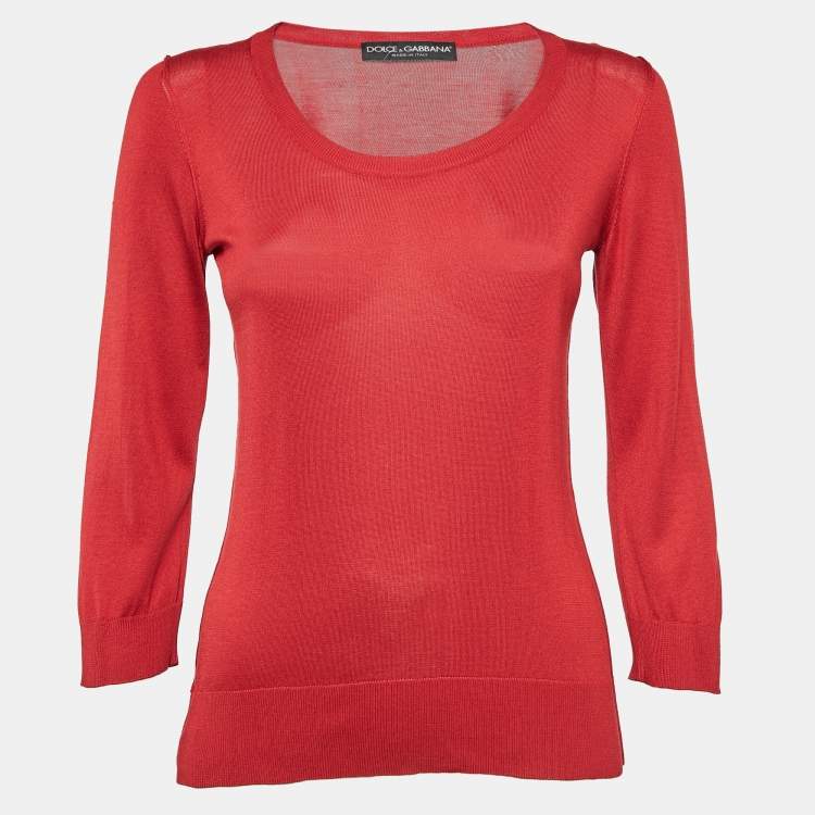 Pre Owned Dolce & Gabbana Red Jersey Full Sleeve Round Neck Jumper S