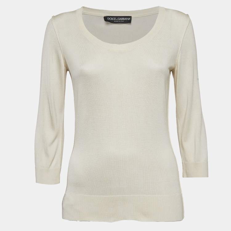 Pre Owned Dolce & Gabbana Light Beige Jersey Full Sleeve Round Neck Jumper S