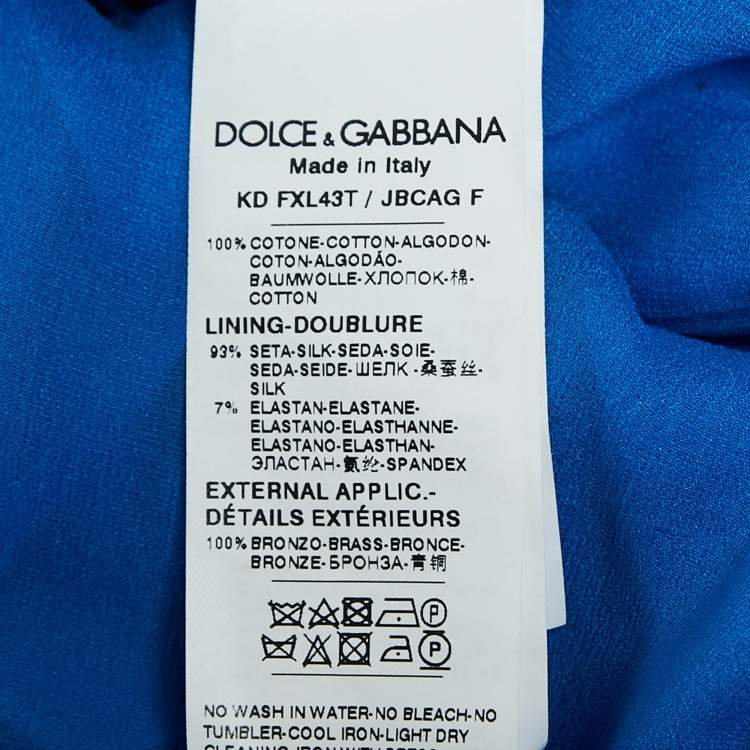 Pre Owned Dolce & Gabbana Blue Crotch Patterned Cotton Knit Midi Dress L