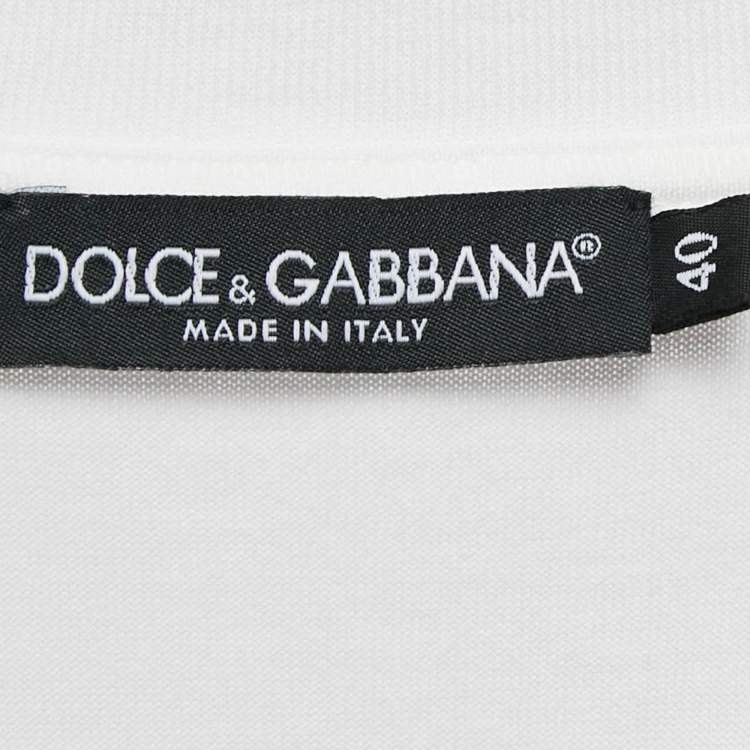 Pre Owned Dolce & Gabbana White Applique Cotton Crew Neck T-Shirt S