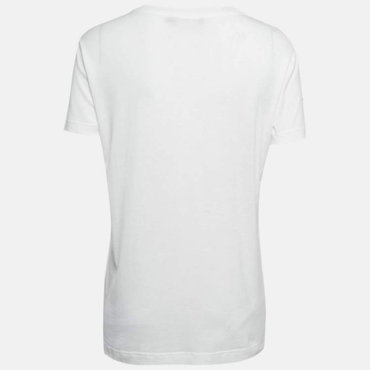 Pre Owned Dolce & Gabbana White Applique Cotton Crew Neck T-Shirt S