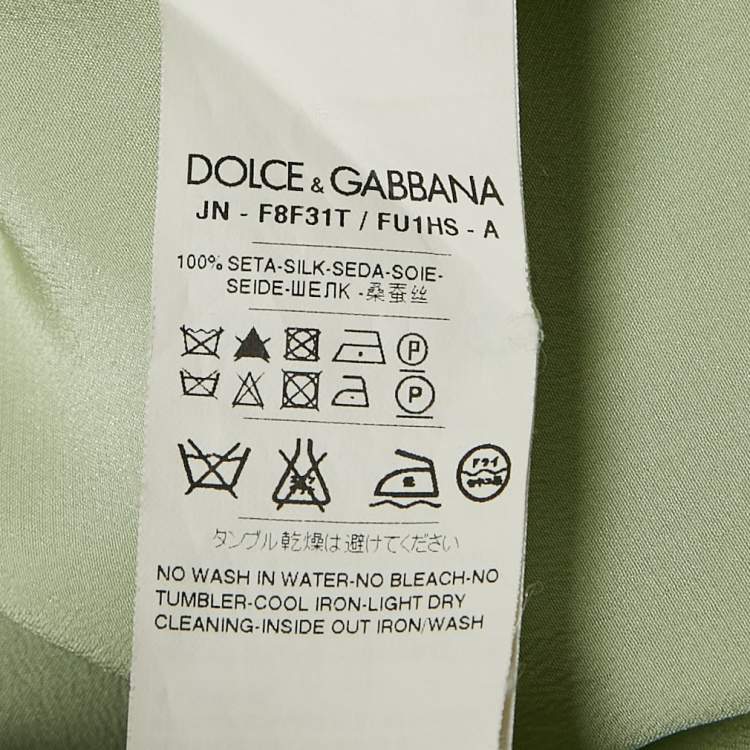 Pre Owned Dolce & Gabbana Green Silk Sleeveless Top S