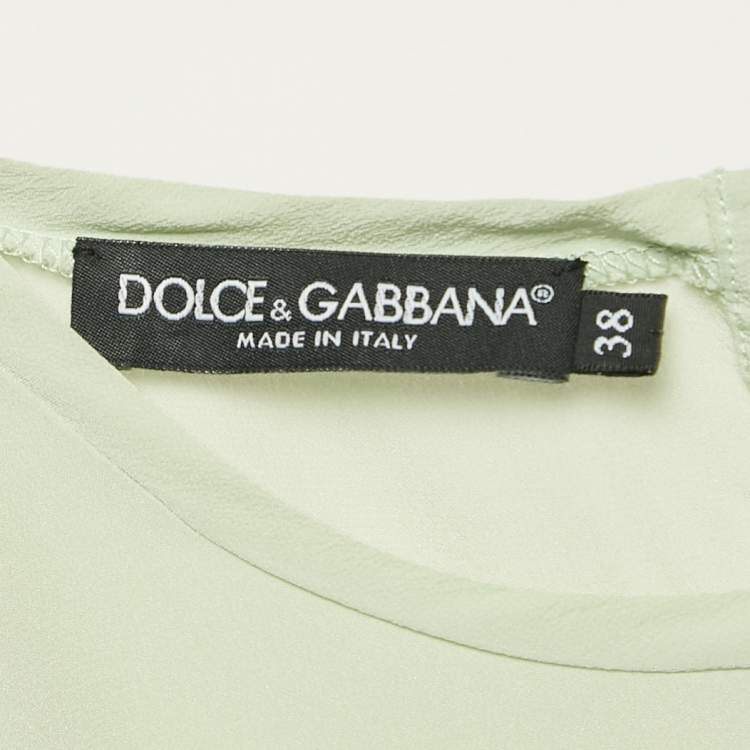 Pre Owned Dolce & Gabbana Green Silk Sleeveless Top S