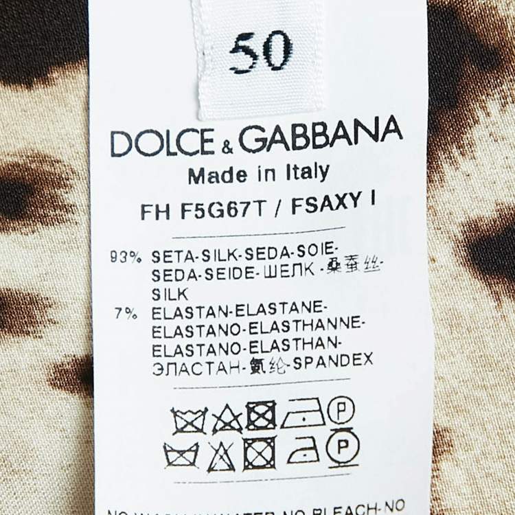 مملوكة مسبقًا Dolce & Gabbana Brown Leopard Print Stretch Silk Belted Shirt XL