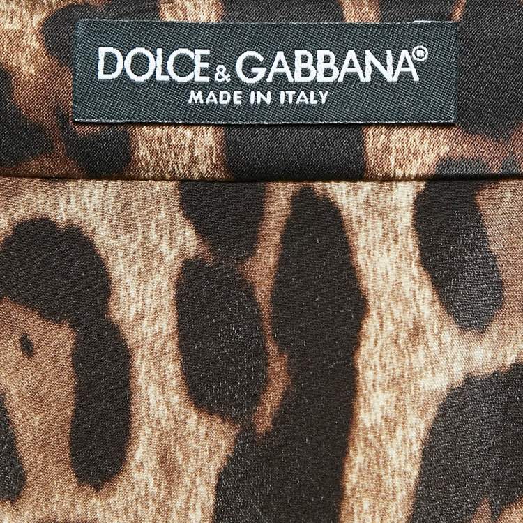 مملوكة مسبقًا Dolce & Gabbana Brown Leopard Print Stretch Silk Belted Shirt XL