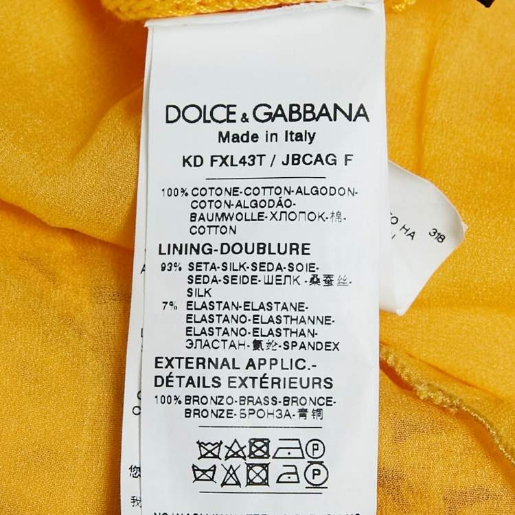 مملوكة مسبقًا Dolce & Gabbana Yellow Crochet Sleeveless Mini Dress L