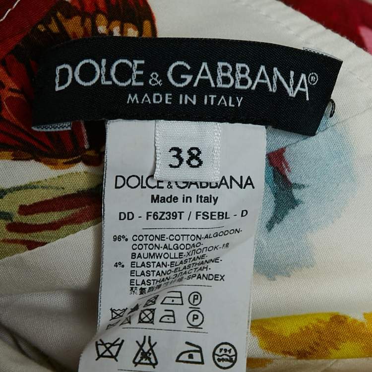 Pre Owned Dolce & Gabbana Multicolor Floral Print Cotton Pleated Short Dress S