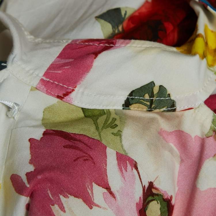 Pre Owned Dolce & Gabbana Multicolor Floral Print Cotton Pleated Short Dress S