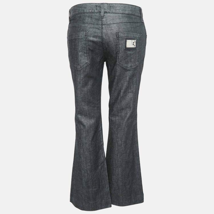 Pre Owned Dolce & Gabbana Black Denim Flared Jeans L Waist 35"