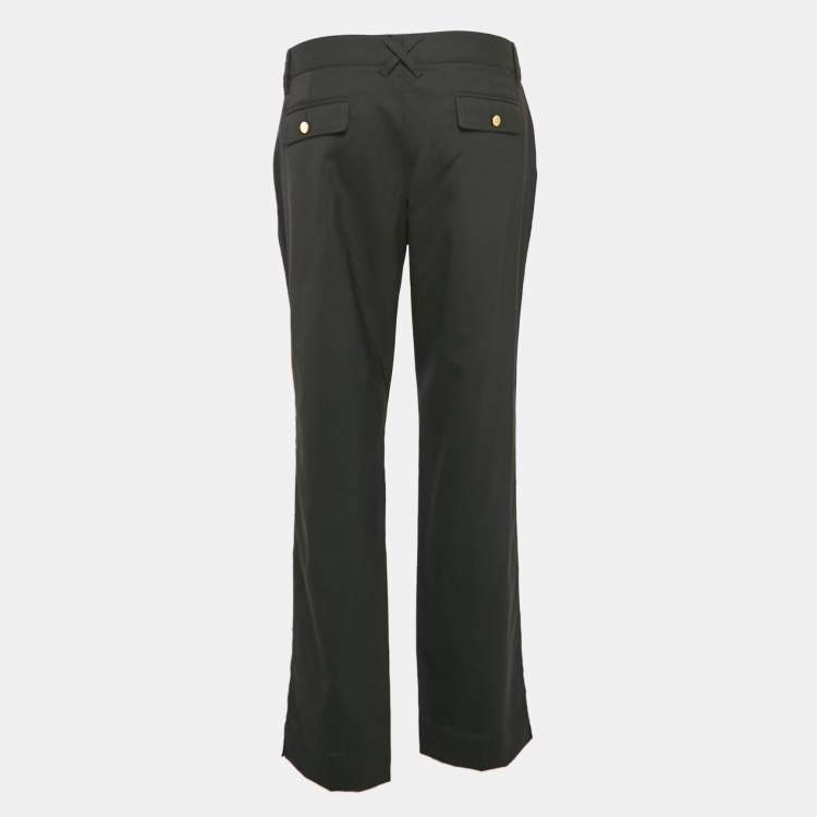 Pre Owned Dolce & Gabbana Black Wool Logo Metal Detail Trousers L