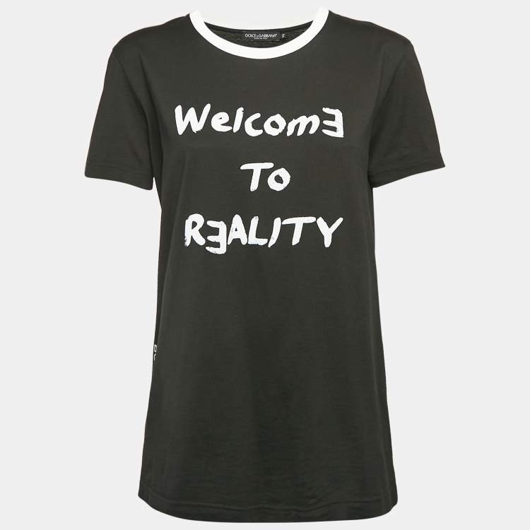 Pre Owned Dolce & Gabbana Black Printed Jersey Crew Neck T-Shirt S