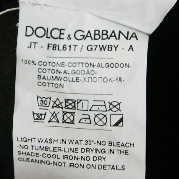 Pre Owned Dolce & Gabbana Black Printed Jersey Crew Neck T-Shirt S