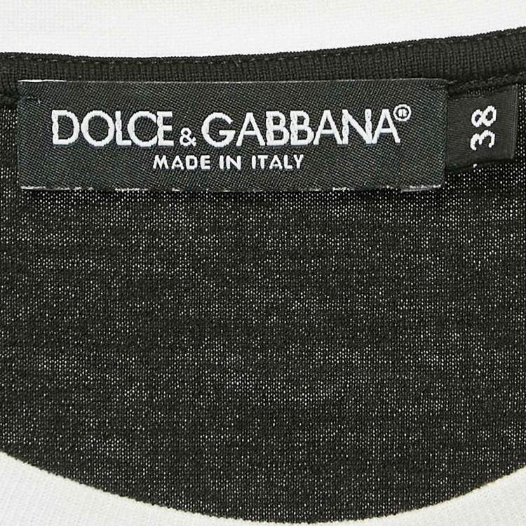 Pre Owned Dolce & Gabbana Black Printed Jersey Crew Neck T-Shirt S