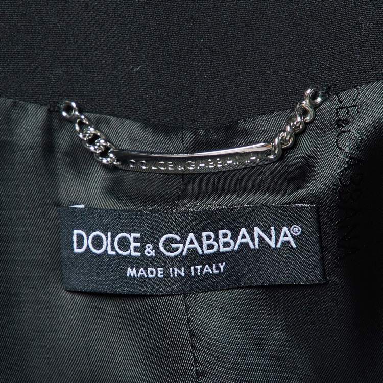 Pre Owned Dolce & Gabbana Black Wool Fur Collar Detail Jacket M