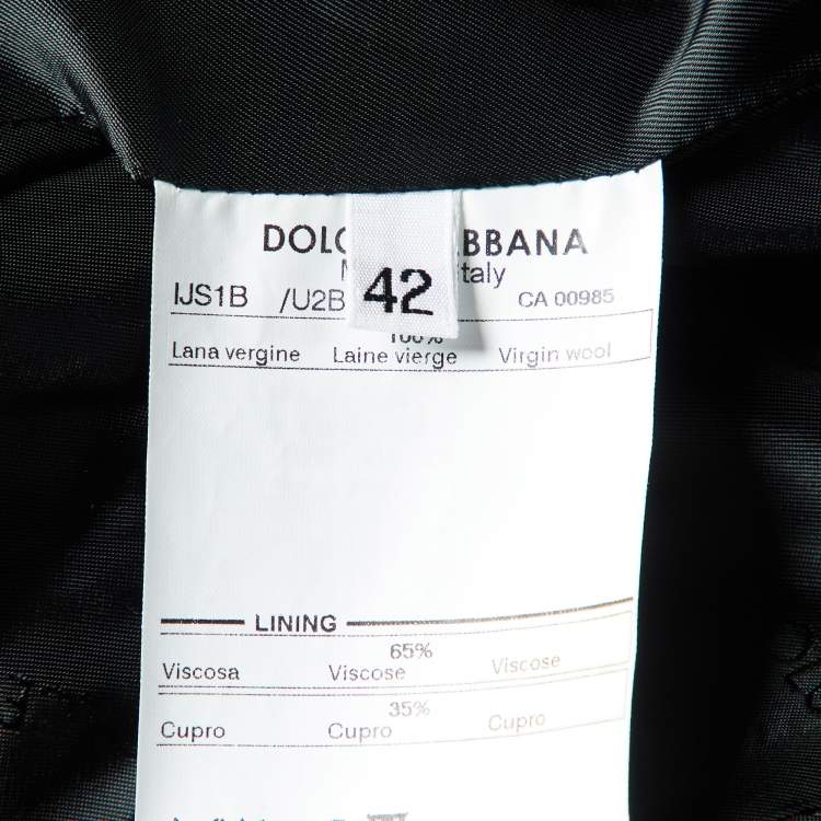 Pre Owned Dolce & Gabbana Black Wool Fur Collar Detail Jacket M