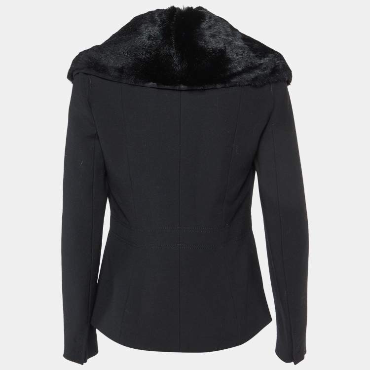 Pre Owned Dolce & Gabbana Black Wool Fur Collar Detail Jacket M