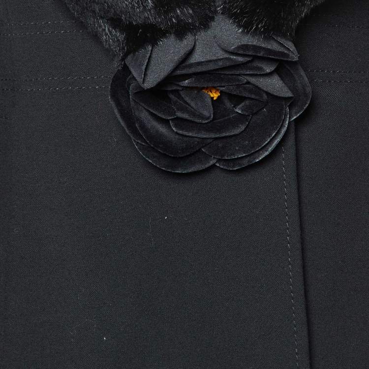 Pre Owned Dolce & Gabbana Black Wool Fur Collar Detail Jacket M