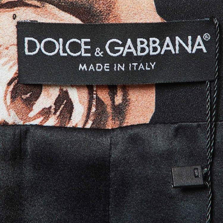Pre Owned Dolce & Gabbana Black Floral Print Crepe & Lace Trim Jacket M