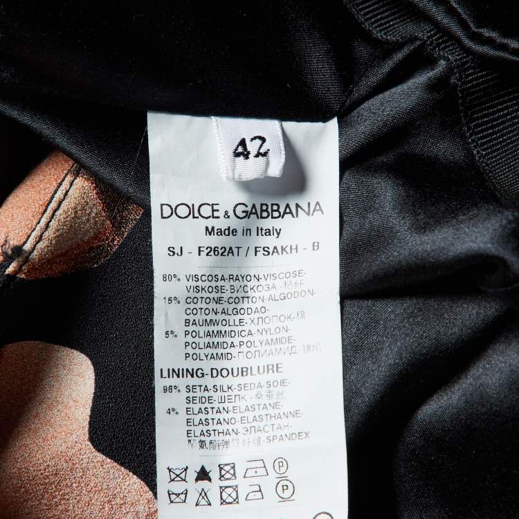 Pre Owned Dolce & Gabbana Black Floral Print Crepe & Lace Trim Jacket M
