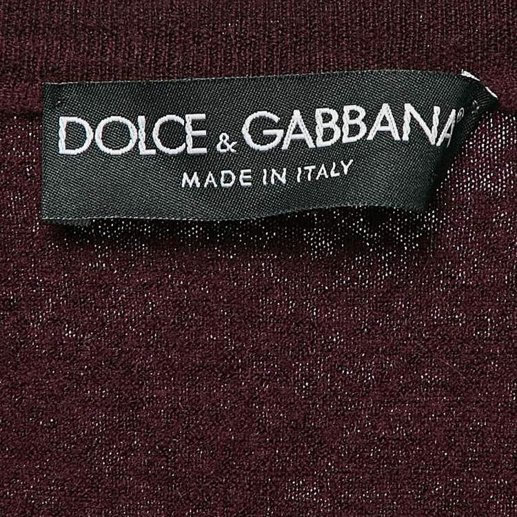 Pre Owned Dolce & Gabbana Burgundy Wool Lace Detail Sleeveless Top M