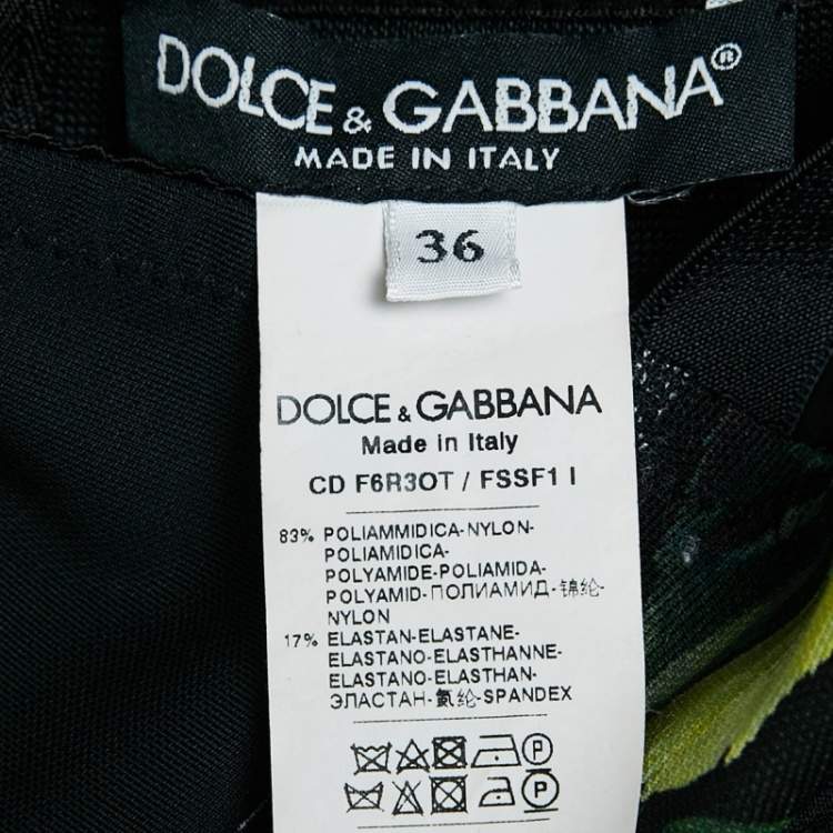 Pre Owned Dolce & Gabbana Black Rose Print Stretch Mesh Sheer Bodycon Dress XS