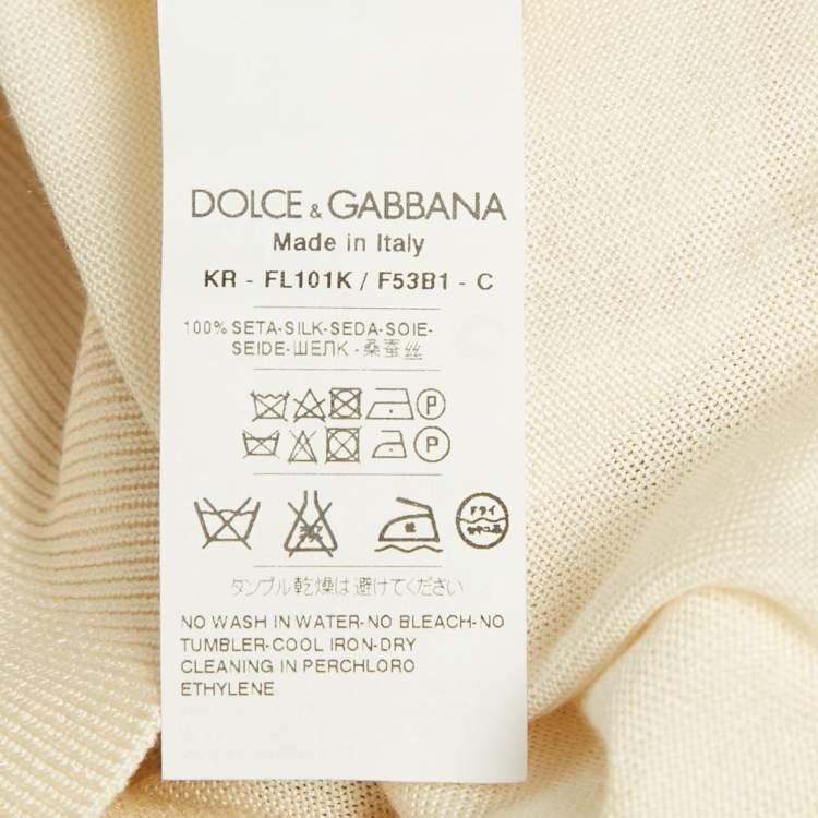 Pre Owned Dolce & Gabbana Cream Silk Knit Round Neck Sweatshirt S