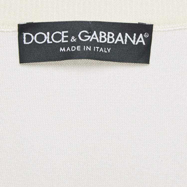 Pre Owned Dolce & Gabbana Cream Silk Knit Round Neck Sweatshirt S