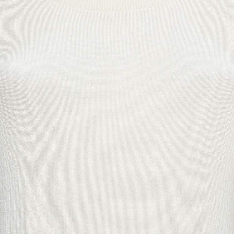 Pre Owned Dolce & Gabbana Cream Silk Knit Round Neck Sweatshirt S