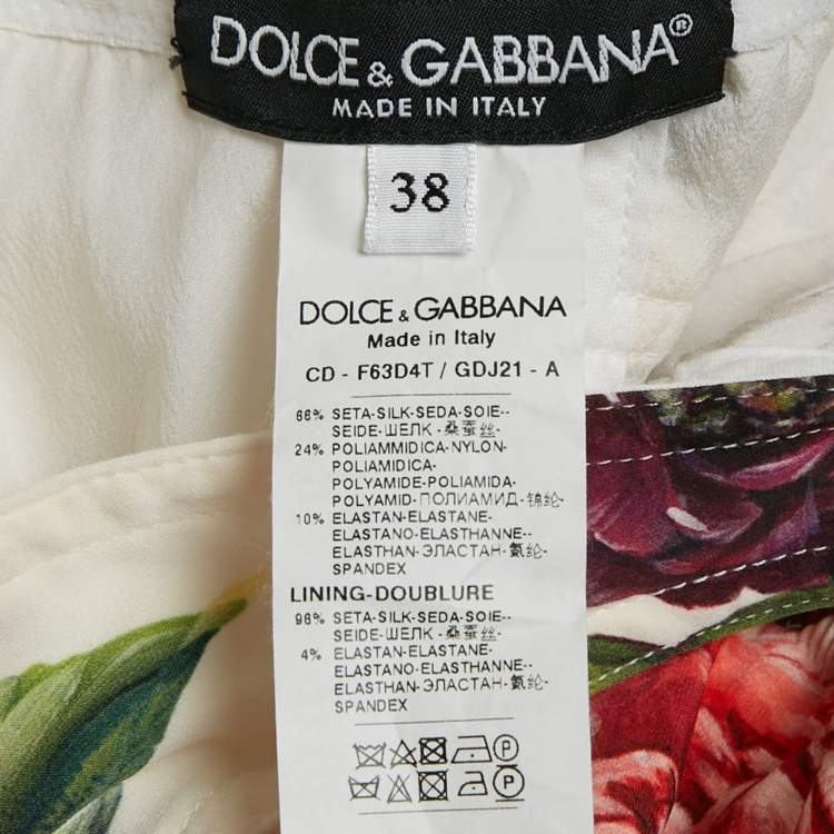 Pre Owned Dolce & Gabbana White Floral Print Silk Blend Sheath Dress S