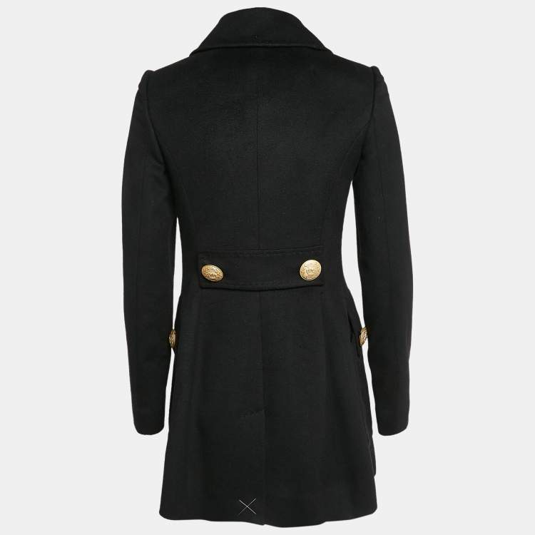 Pre Owned Dolce & Gabbana Black Wool Felt Double Breasted Coat S
