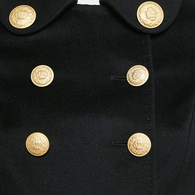 Pre Owned Dolce & Gabbana Black Wool Felt Double Breasted Coat S
