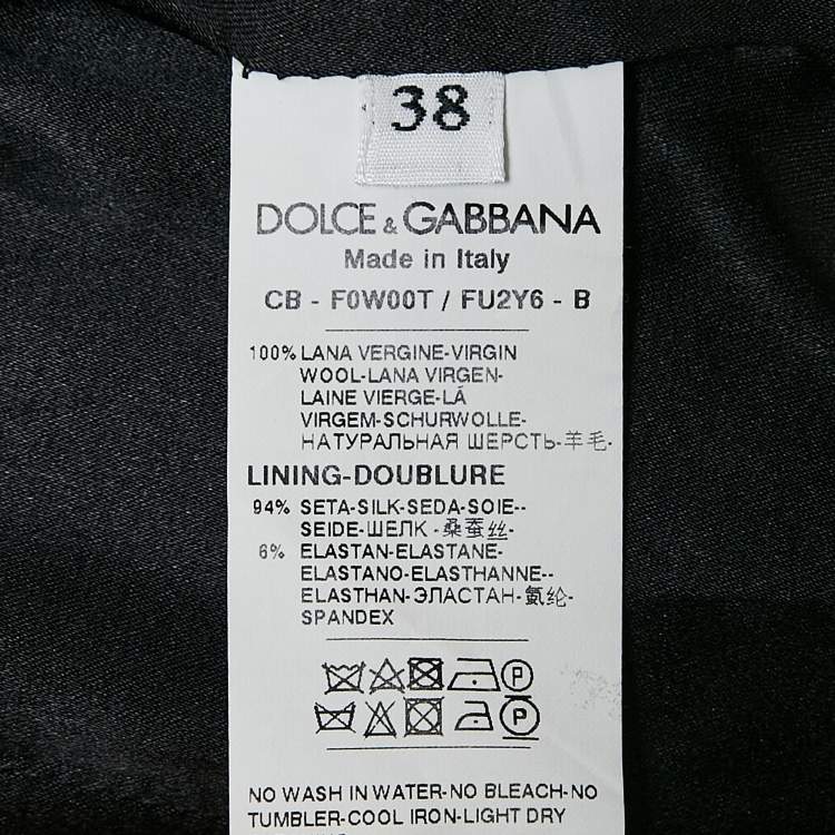 Pre Owned Dolce & Gabbana Black Wool Felt Double Breasted Coat S