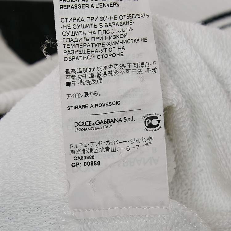 Pre Owned Dolce & Gabbana White Applique Cotton Pocket Detail T-Shirt XS