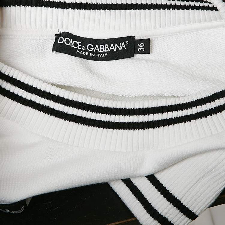 Pre Owned Dolce & Gabbana White Applique Cotton Pocket Detail T-Shirt XS
