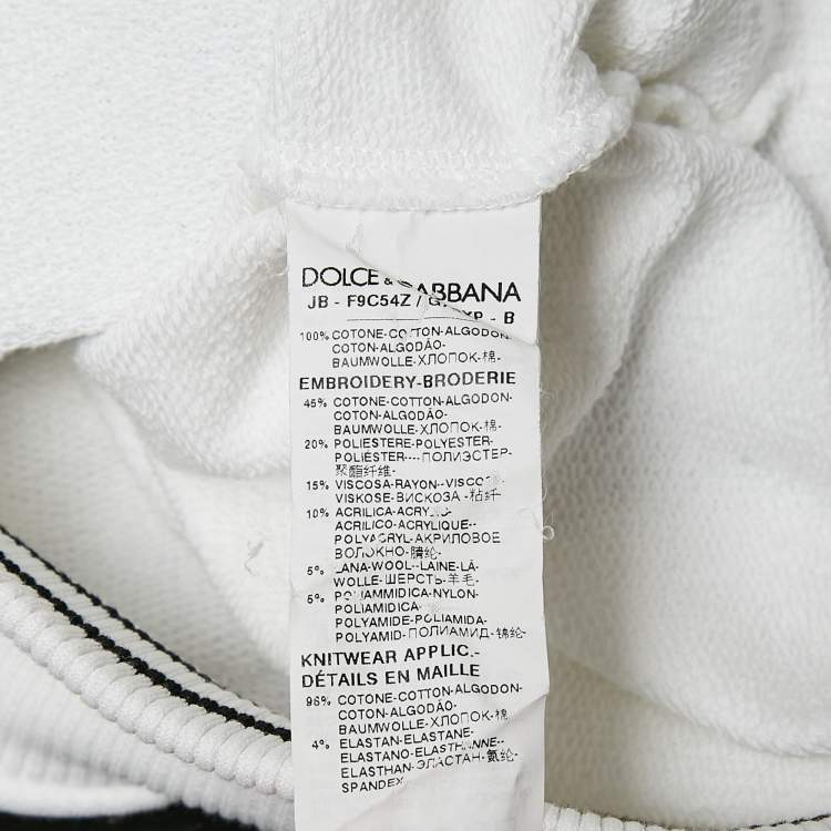 Pre Owned Dolce & Gabbana White Applique Cotton Pocket Detail T-Shirt XS