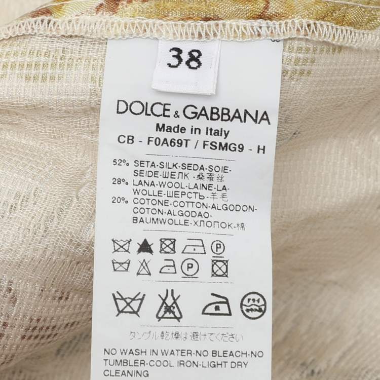 Pre Owned Dolce & Gabbana Light Cream Floral Printed Silk Jacquard Button Front Jacket S