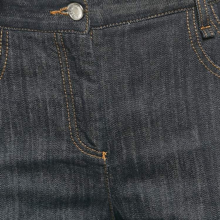 Pre Owned Dolce & Gabbana Indigo Blue Logo Applique Denim Jeans M Waist 32" 