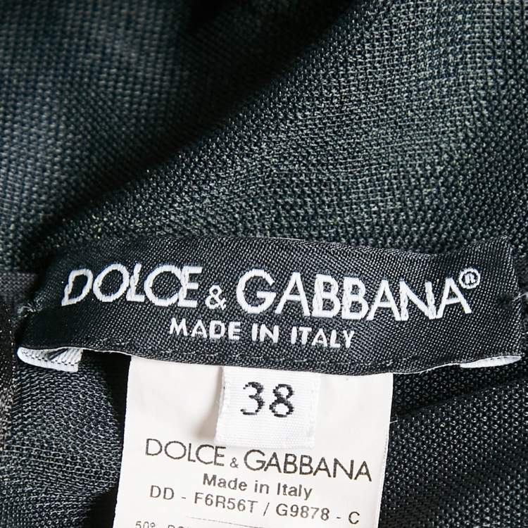 Pre Owned Dolce & Gabbana Black Jersey and Crepe Ruffled Mini Dress S