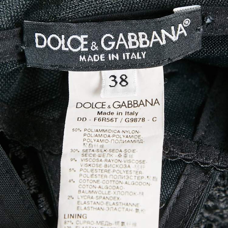 Pre Owned Dolce & Gabbana Black Jersey and Crepe Ruffled Mini Dress S