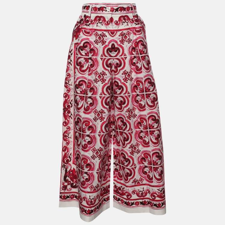 Pre Owned Dolce & Gabbana Multicolor Majolica Print Cotton Cropped Trousers S
