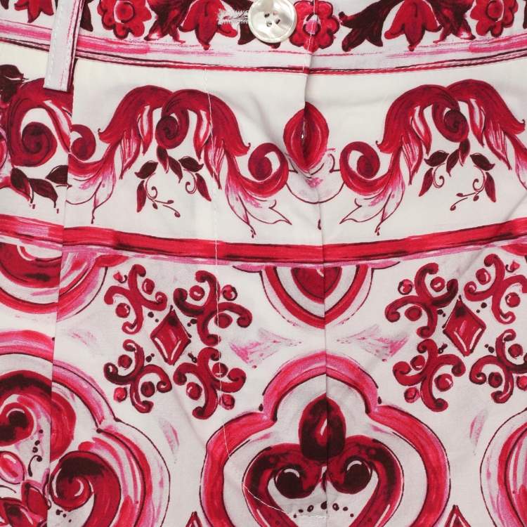 Pre Owned Dolce & Gabbana Multicolor Majolica Print Cotton Cropped Trousers S