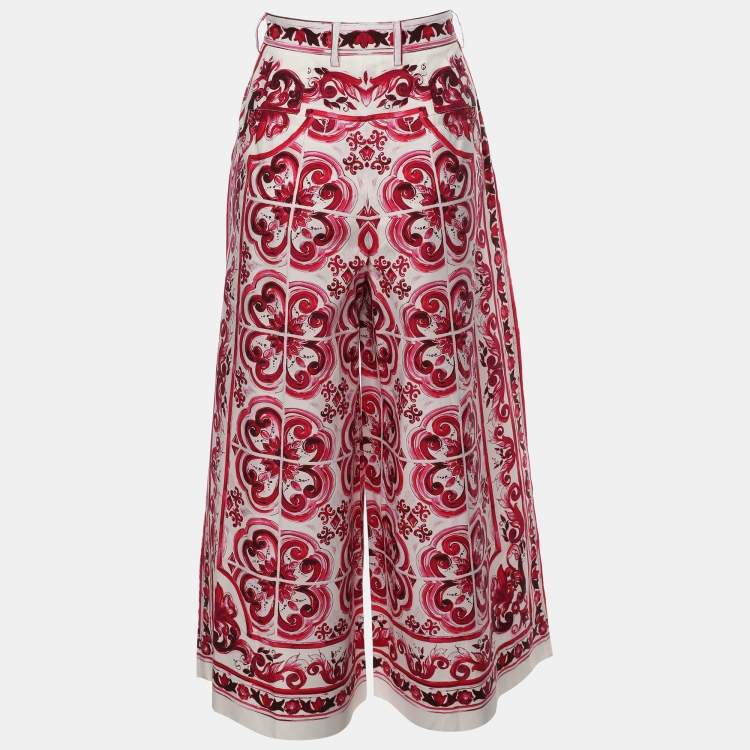 Pre Owned Dolce & Gabbana Multicolor Majolica Print Cotton Cropped Trousers S