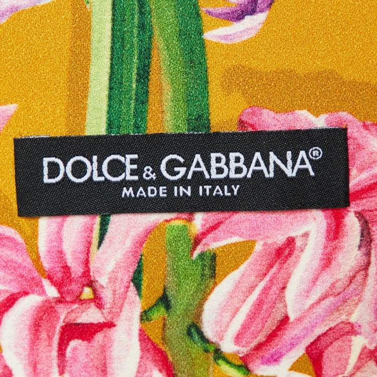 Pre Owned Dolce & Gabbana Yellow Floral Print Crepe Wide Leg Pants M