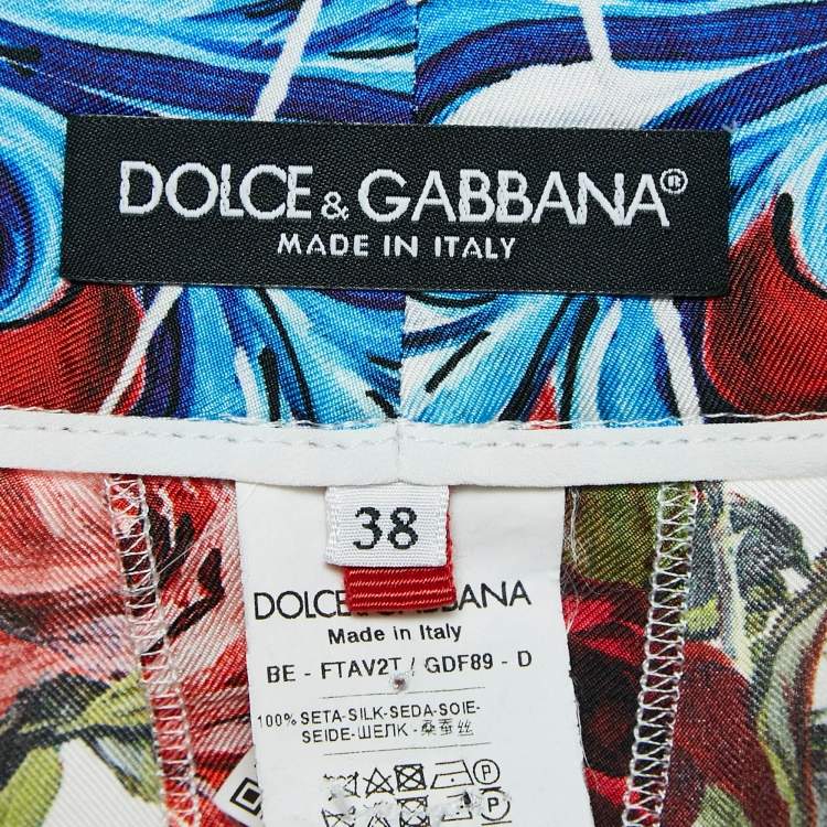 Pre Owned Dolce & Gabbana Multicolor Floral Majolica Print Silk Bermuda Shorts S