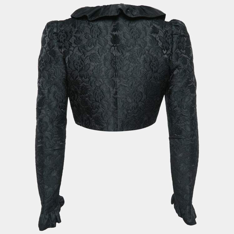 Pre Owned Dolce & Gabbana Black Jacquard Ruffled Bolero Jacket S