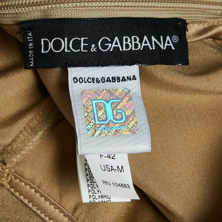 مملوكة مسبقًا Dolce & Gabbana Beige Lace Trim Satin V-Neck Top M