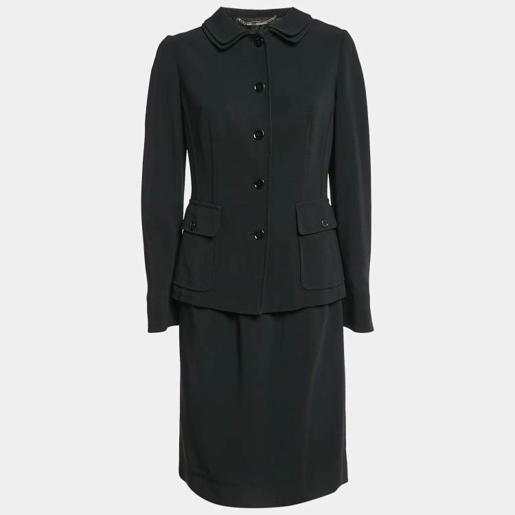 Pre Owned Dolce & Gabbana Black Crepe Blazer and Skirt Set M
