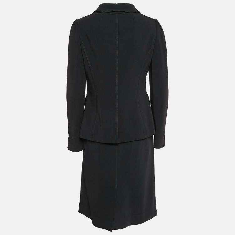 Pre Owned Dolce & Gabbana Black Crepe Blazer and Skirt Set M