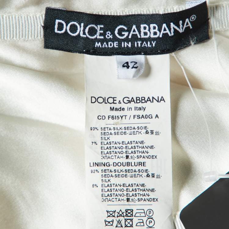 Pre Owned Dolce & Gabbana Pink Floral Print Silk Ruched Strapless Dress M
