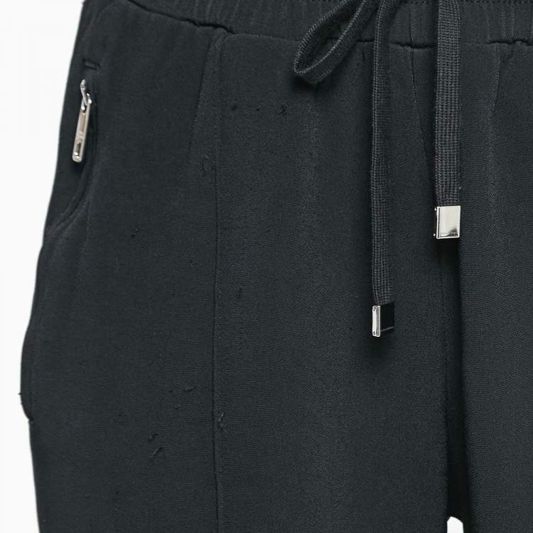 Pre Owned Dolce & Gabbana Black Crepe Logo Tape Trimmed Pants S